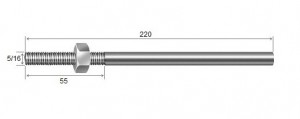 Haste Telha + Porca 5/16 x 220 R55 mm Inox-304 - 10 peas